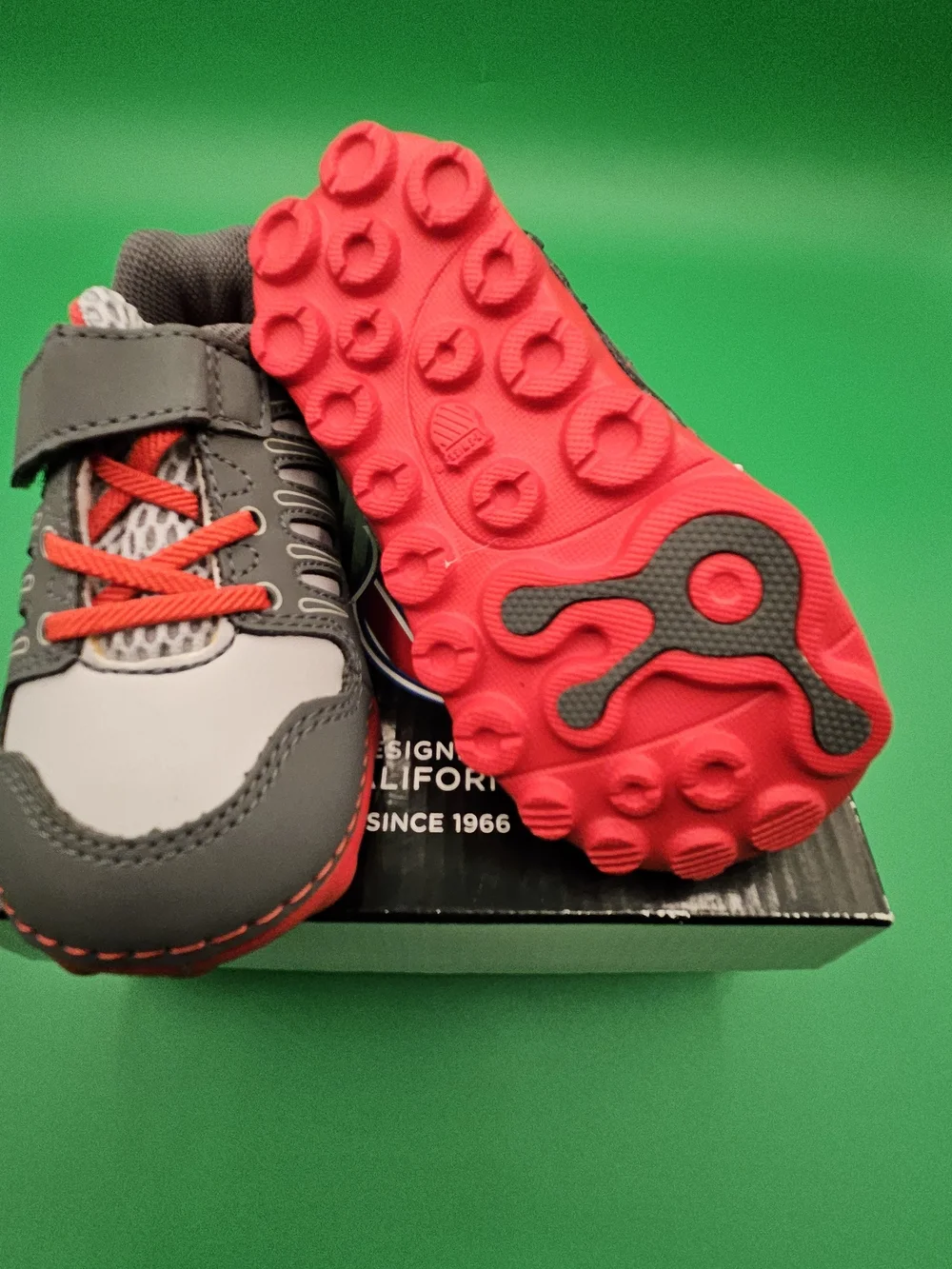 K-Swiss Kids Gray and Red Lace & Hook Sneakers